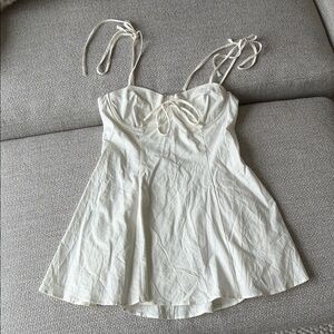 MAJORELLE Cream Tie-Strap Mini Dress